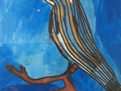 Detail Tomášova vítězného ledňáčka.